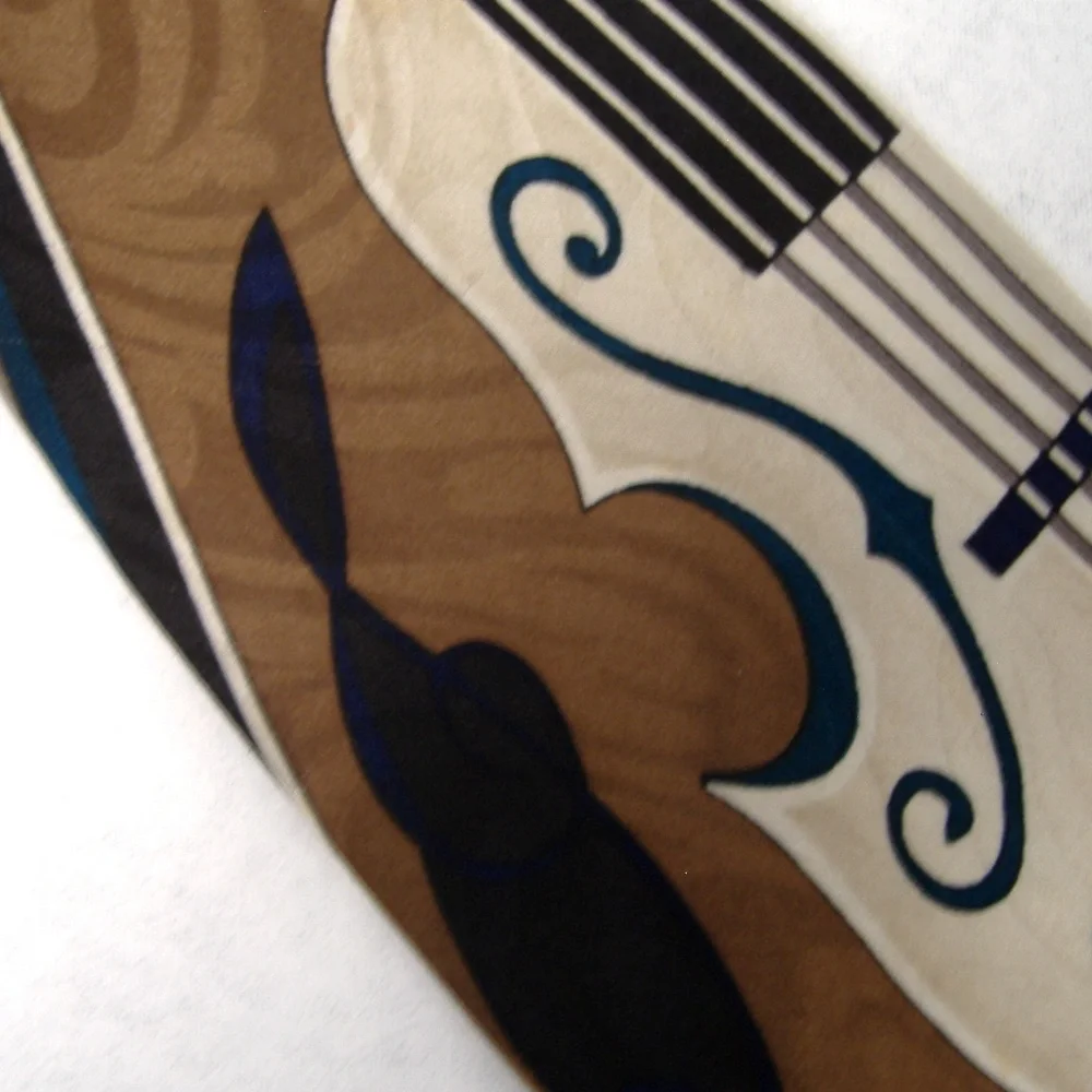 Upbeat Roffe Mens Neckwear Tie 100% Silk Brown Tan Black Music Instrument Cello